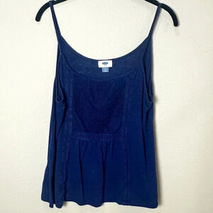OLD NAVY Lace Trim Bodice Knit Tank Top Navy Blue - size medium
